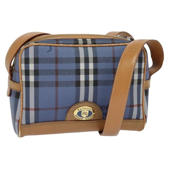 Burberrys Nova Check Shoulder Bag PVC Leather Blue Auth 112994 - Picture 1 of 15
